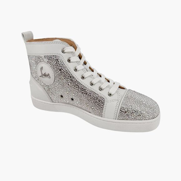 Christian Louboutin Louis Strass High Top Sneakers Size 40 US 10 White Crystal - Picture 12 of 15